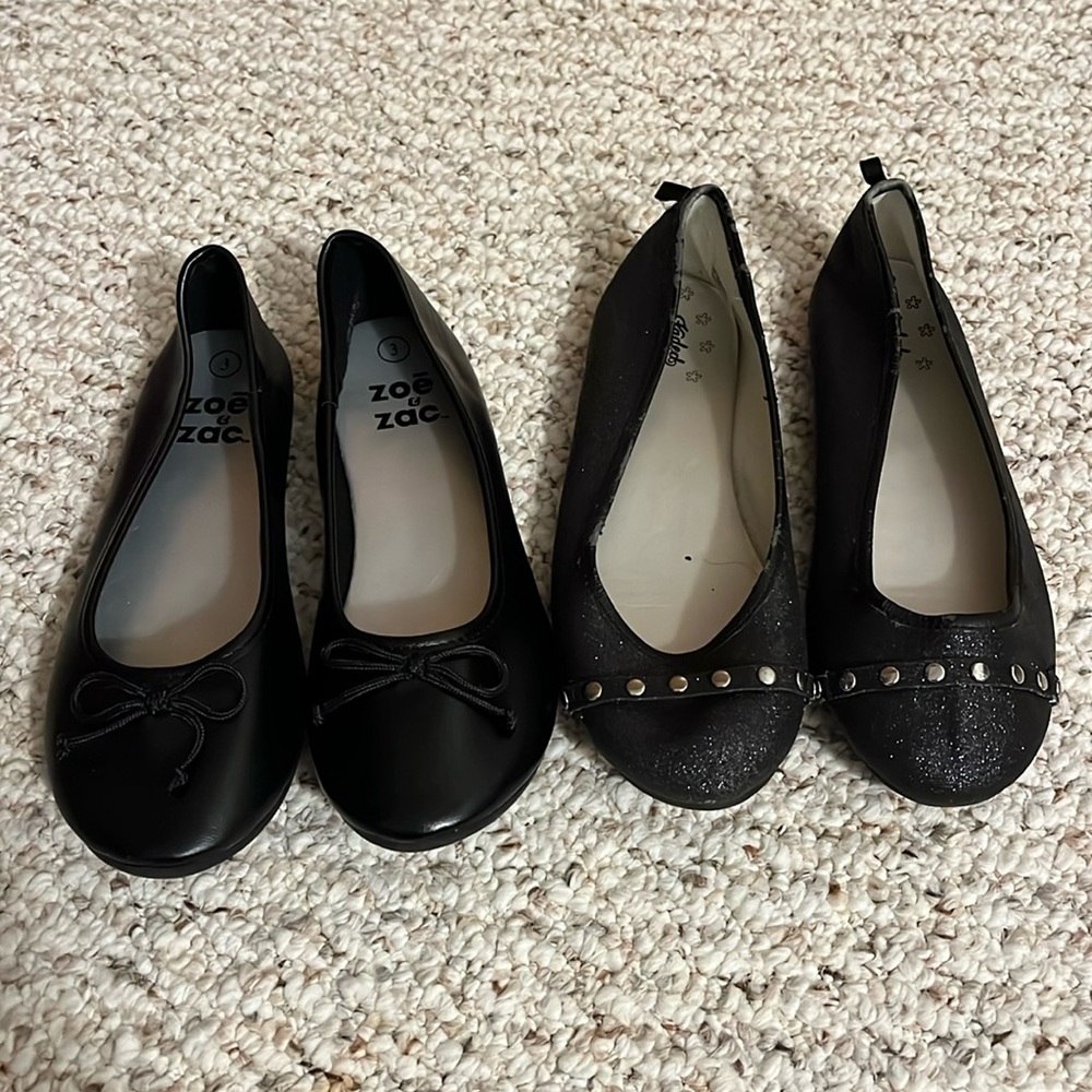 Black ballet flats little girl shoes